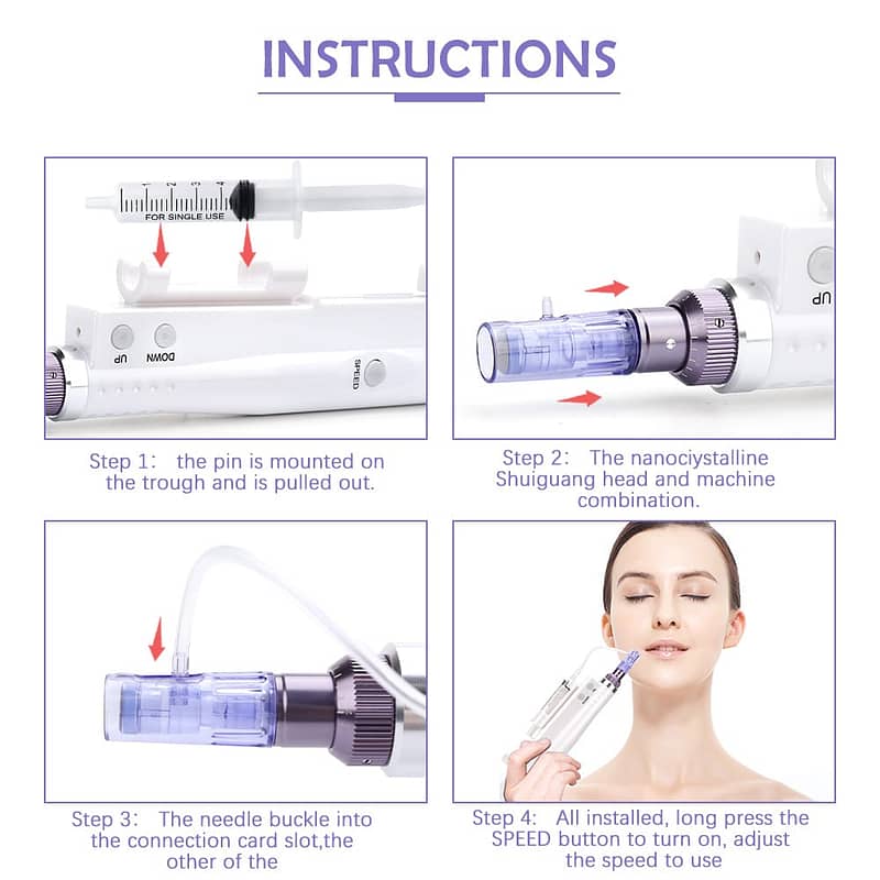 Mesotherapy Gun - Skin Rejuvenation Gun steps to use